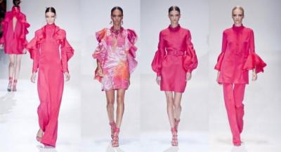 Gucci; Primavera/Verão;  Milan Fashion Week 2013. Note que as roupas adquiriram curvas leves e dramáticas, uma nova perspectiva da arte com suas curvas. 