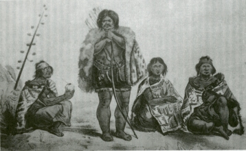 Foto 2: Membros da tribo Charruas. Percebam o uso de peles e uma maior cobertura do corpo. 